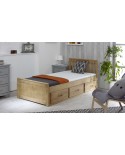 Mission wooden single bed with storage Waxed Pine