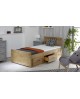 single wooden bed with storage