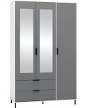 Madrid 3 Door 2 Drawer Mirrored Wardrobe Grey/White Gloss