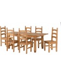 Corona Extending Dining Set (1+6) in Distressed Waxed Pine