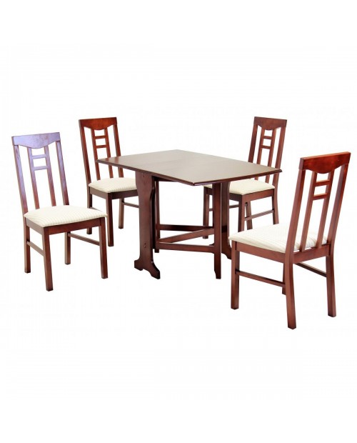 Liverpool Dining Set With 4 Chairs In Mahogany Color