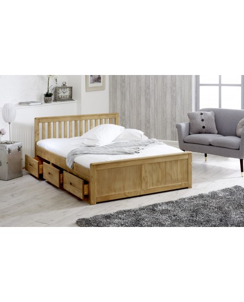 Mission Wooden Storage Bed with Drawer Different Colours & Sizes