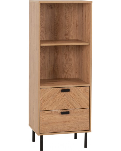  Leon 2 Drawer 2 Shelf Cabinet Medium Oak Effect