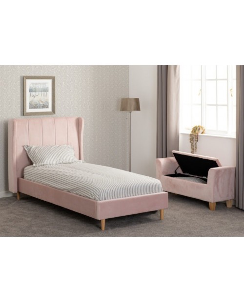 Amelia 3' Bed Pink Velvet Fabric
