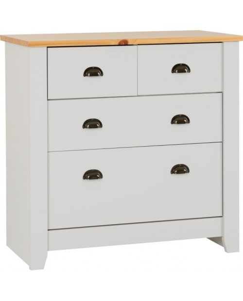 Ludlow 2+2 Drawer Chest in Grey/Oak Lacquer