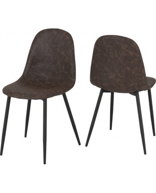 2 x Athens Chair Brown Faux Leather