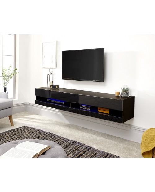Galicia Black 150CM Wall TV Unit With LED