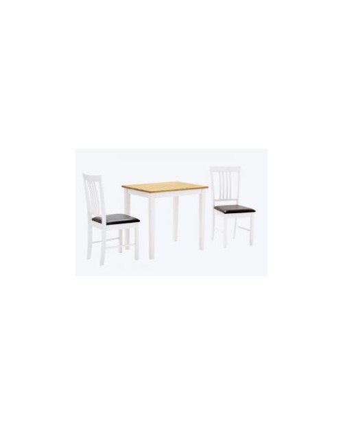 Massa White Small Dining Set with 2 Chairs Oak & White