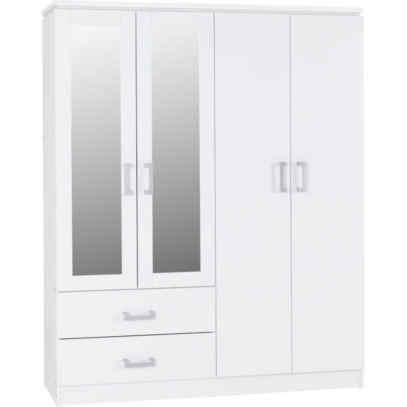 4 Door Wardrobe | 4 Door Wardrobes with drawers | Brixton Beds