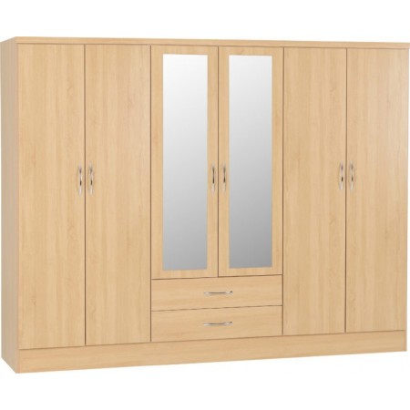 6 door wardrobe with mirror | 6 door white wardrobe | Large wardrobes