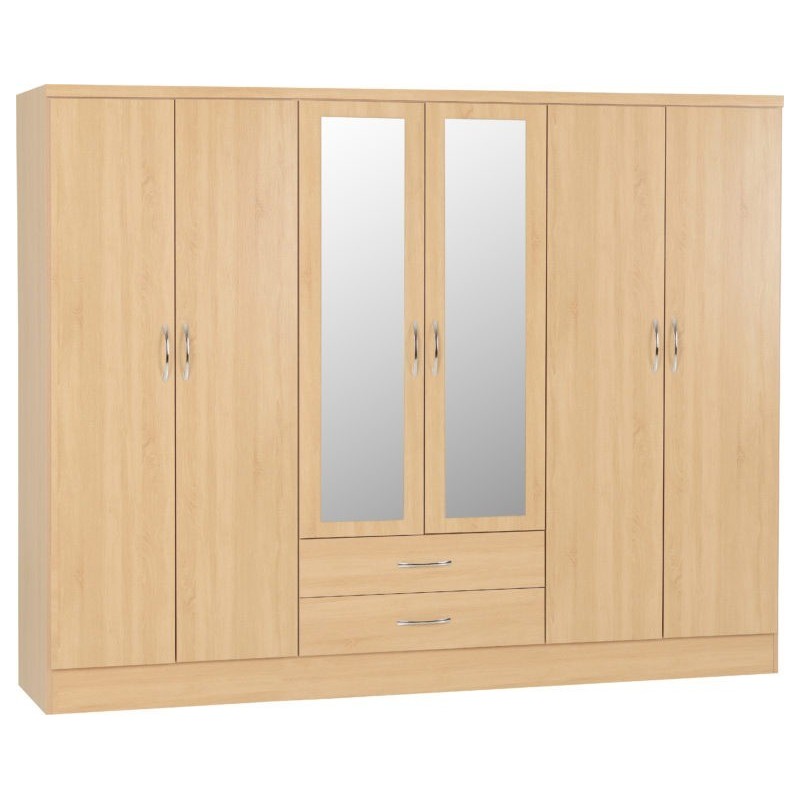 6 door wardrobe with mirror | 6 door white wardrobe | Large wardrobes