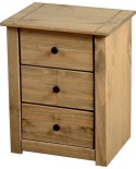 Panama 3 Drawer Bedside Chest in Natural Wax