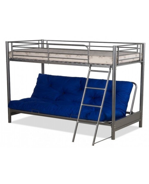 Alex Metal High sleeper Bunk Bed With Futon Sofa Silver