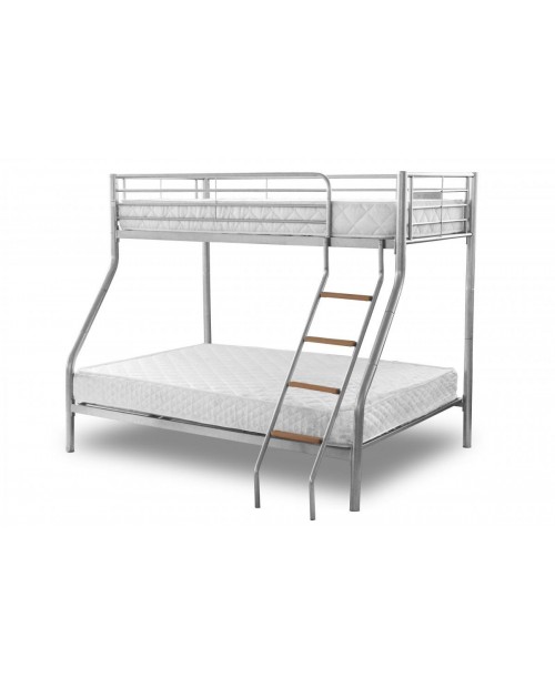 Alexa Top Single With Bottom Double Triple Sleeper Bunk Bed in Silver