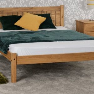 Maya Distressed Waxed Pine Wooden Bed Frame