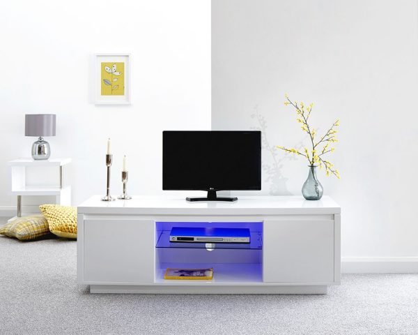 High Gloss LED 2 Door Large TV Unit