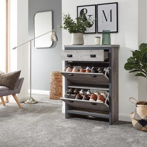 Boston 2 Tier 1 Drawer Shoe Cabinet Grey