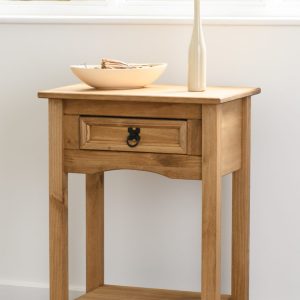 Corona 1 Drawer Console Table with Shelf Distressed Waxed Pine