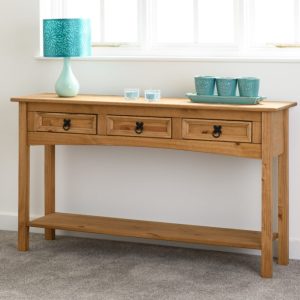 3 Drawer Console Table With Shelf