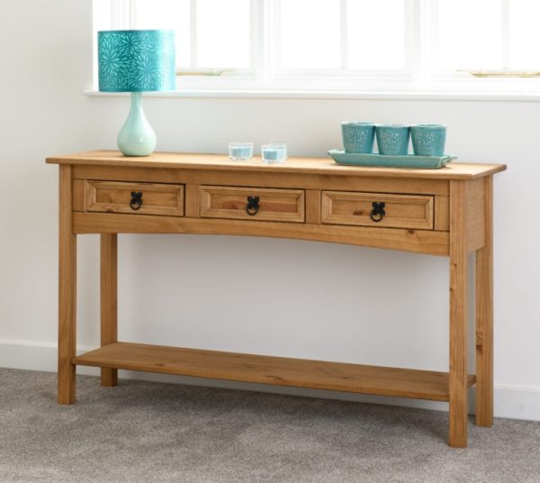 3 Drawer Console Table With Shelf