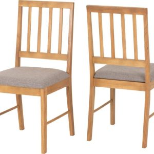 2 x Austin Chair Oak Effect/Grey Fabric