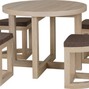 Cambourne Stowaway Dining Set Sonoma Oak Effect Veneer/Brown Linen Fleck