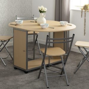 Budget Butterfly Dining Set Beech/Silver