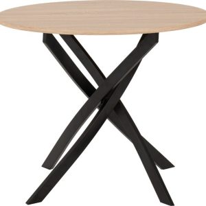 Sheldon Round Wooden Top Dining Table Sonoma Oak Effect/Black