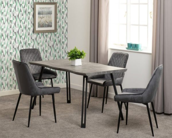 Quebec Wave Edge Dining Table Black Wood Grain/Black