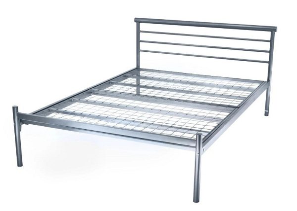 Contract Mesh Base Metal Bed Frame Silver