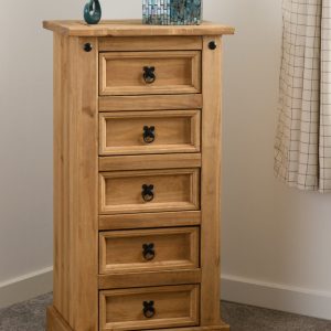 Corona 5 Drawer Narrow Chest Distressed Waxed Pine