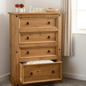 Corona 4 Drawer Chest Distressed Waxed Pine