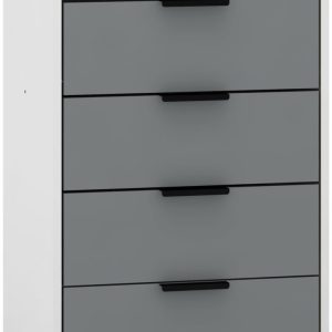 Madrid 5 Drawer Chest Grey/White Gloss