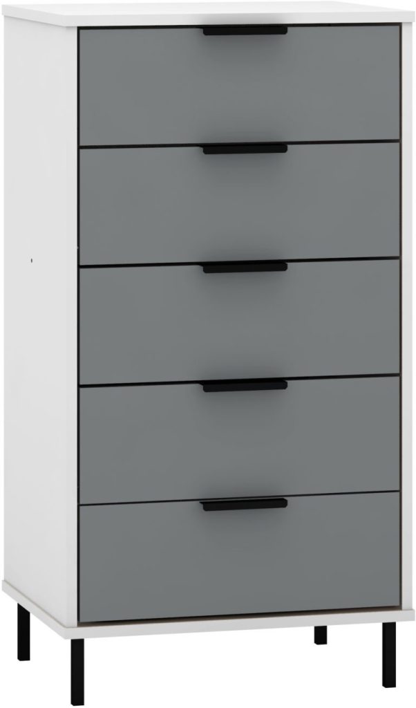 Madrid 5 Drawer Chest Grey/White Gloss