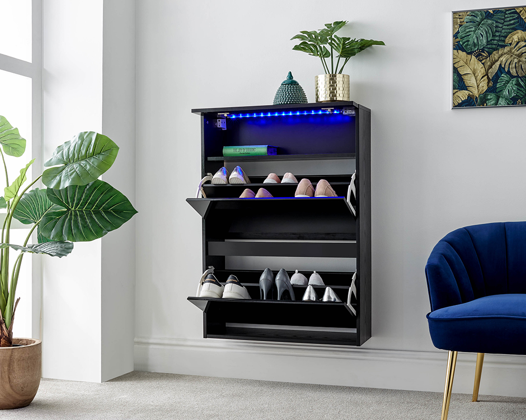 Two Tier LED Shoe Cabinet