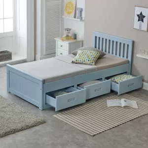 3FT Wooden Storage Bed Blue