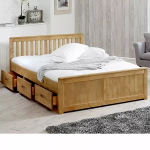 Waxed Wooden Storage Bed